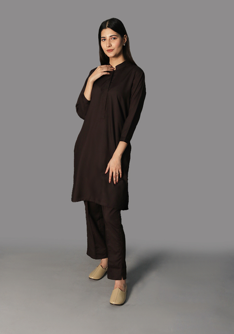 Poly Viscose Seal Brown Tej Fit Suit