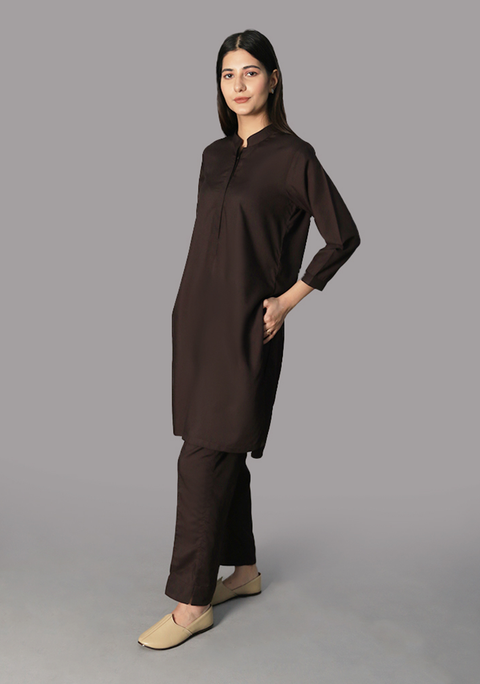 Poly Viscose Seal Brown Tej Fit Suit