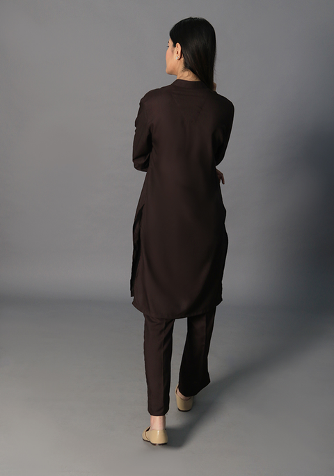 Poly Viscose Seal Brown Tej Fit Suit