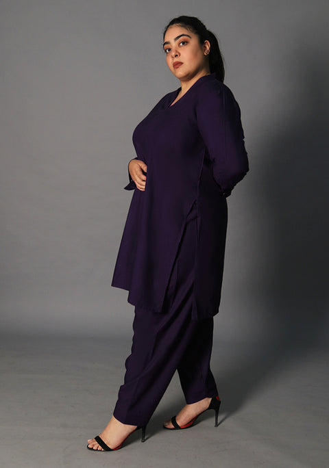 Poly Viscose Blackberry Zeer Fit Suit