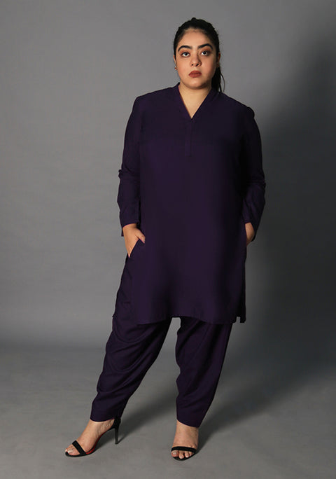 Poly Viscose Blackberry Zeer Fit Suit