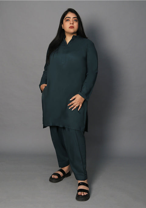 Poly Viscose Deep Teal Zeer Fit Suit