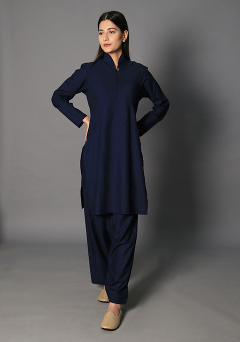 Poly Viscose Medieval Blue Iris Fit Suit