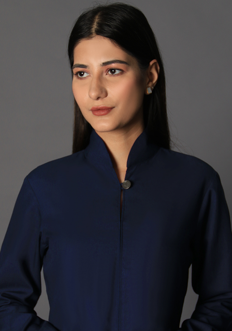 Poly Viscose Medieval Blue Iris Fit Suit