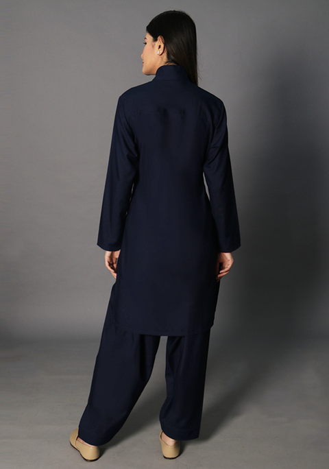 Poly Viscose Medieval Blue Iris Fit Suit